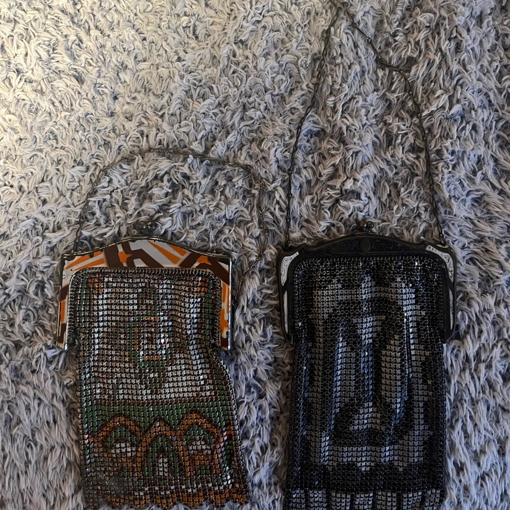 VINTAGE PETITE WHITING & DAVIS  MESH BAGS CHAIN MAIL ART NOUVEAU/ART DECO PURSES